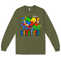 Army Green different is beautiful Long Sleeve Tee - JahusDesignShop