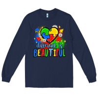 Navy different is beautiful Long Sleeve Tee - JahusDesignShop