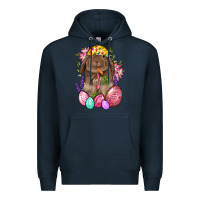 Navy Rabbit And Carrot Easter Premium Hoodie - BundleAndBundleShop