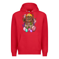Red Rabbit And Carrot Easter Premium Hoodie - BundleAndBundleShop
