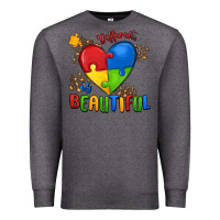 Charcoal Heather different is beautiful autism Premium Sweatshirt - MaliasSmallBusiness