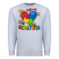 Heather Grey different is beautiful autism Premium Sweatshirt - MaliasSmallBusiness