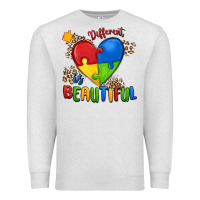 Oatmeal Heather different is beautiful autism Premium Sweatshirt - MaliasSmallBusiness