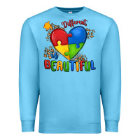 Ocean Blue different is beautiful autism Premium Sweatshirt - MaliasSmallBusiness