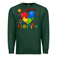 Sports Green different is beautiful autism Premium Sweatshirt - MaliasSmallBusiness