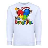 White different is beautiful autism Premium Sweatshirt - MaliasSmallBusiness