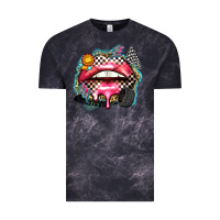 Cloud Black race lips Vintage Tee - Zillion Design Studio