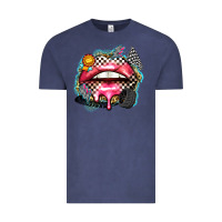 Vintage Denim race lips Vintage Tee - Zillion Design Studio