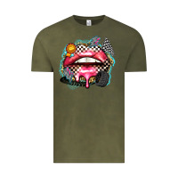 Vintage Olive race lips Vintage Tee - Zillion Design Studio