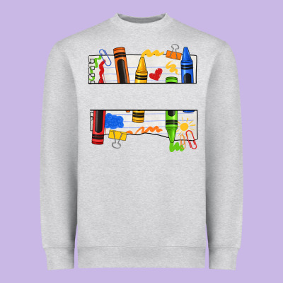 Custom Teacher Name Crayon Heavyweight Sweatshirt Designed By Texasbilliewilder