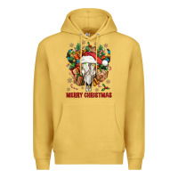Antique Gold Merry Christmas With Bull skull Premium Hoodie - BundleAndBundleShop