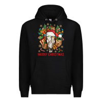Black Merry Christmas With Bull skull Premium Hoodie - BundleAndBundleShop