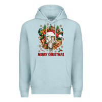 Blue Mist Merry Christmas With Bull skull Premium Hoodie - BundleAndBundleShop