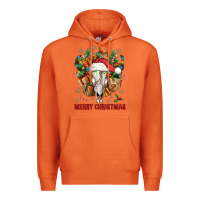 Carrot Merry Christmas With Bull skull Premium Hoodie - BundleAndBundleShop