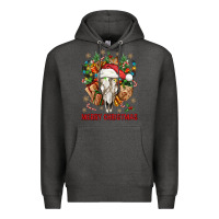 Charcoal Heather Merry Christmas With Bull skull Premium Hoodie - BundleAndBundleShop