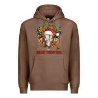 Chestnut Merry Christmas With Bull skull Premium Hoodie - BundleAndBundleShop