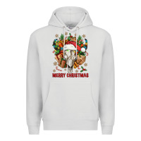 Dove Grey Merry Christmas With Bull skull Premium Hoodie - BundleAndBundleShop