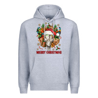 Heather Grey Merry Christmas With Bull skull Premium Hoodie - BundleAndBundleShop