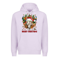 Lilac Merry Christmas With Bull skull Premium Hoodie - BundleAndBundleShop