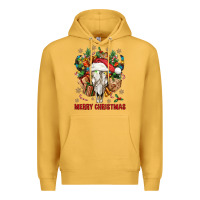 Mustard Merry Christmas With Bull skull Premium Hoodie - BundleAndBundleShop