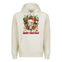 Oatmeal Heather Merry Christmas With Bull skull Premium Hoodie - BundleAndBundleShop