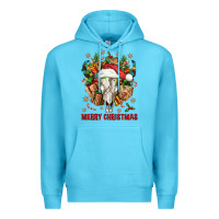 Ocean Blue Merry Christmas With Bull skull Premium Hoodie - BundleAndBundleShop