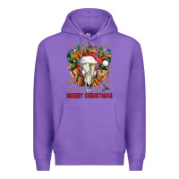 Purple Merry Christmas With Bull skull Premium Hoodie - BundleAndBundleShop