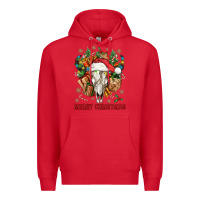 Red Merry Christmas With Bull skull Premium Hoodie - BundleAndBundleShop