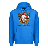 True Royal Merry Christmas With Bull skull Premium Hoodie - BundleAndBundleShop