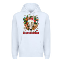 White Merry Christmas With Bull skull Premium Hoodie - BundleAndBundleShop
