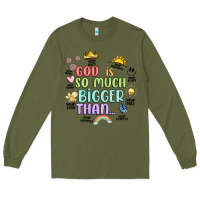Army Green god is bigger Long Sleeve Tee - JahusDesignShop