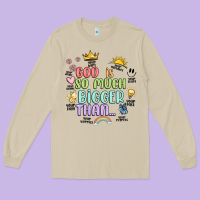 God Is Bigger Long Sleeve Tee Designed By Jahusdesignshop