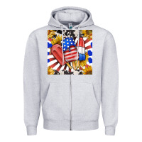 Heather Grey patriotic popsicles and sunflowers Zipper Hoodie - BundleAndBundleShop