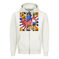Oatmeal Heather patriotic popsicles and sunflowers Zipper Hoodie - BundleAndBundleShop