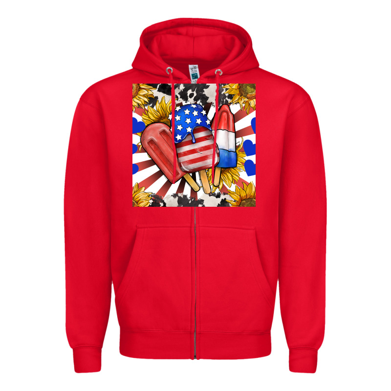 Patriotic Popsicles And Sunflowers Zipper Hoodie by BundleAndBundleShop | Teevron