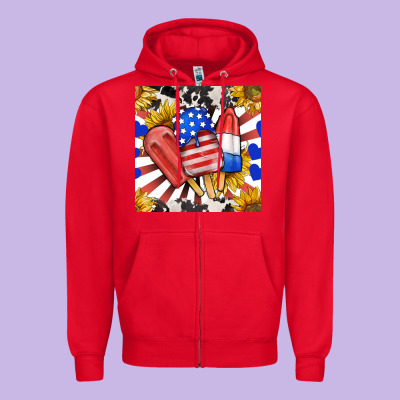 Patriotic Popsicles And Sunflowers Zipper Hoodie Designed By Bundleandbundleshop