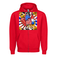 Red patriotic popsicles and sunflowers Zipper Hoodie - BundleAndBundleShop