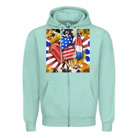 Seafoam patriotic popsicles and sunflowers Zipper Hoodie - BundleAndBundleShop