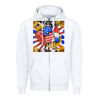 White patriotic popsicles and sunflowers Zipper Hoodie - BundleAndBundleShop