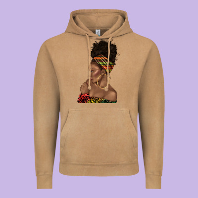 Vintage Hoodie afro black woman profile juneteenth