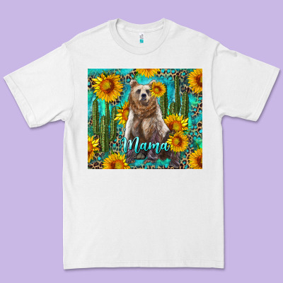 Mama Bear With Sunflowers And Cactus Premium Tee Designed By Artiststas