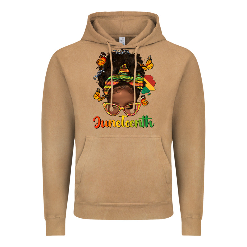 Afro Messy Bun Juneteenth Vintage Hoodie by texasbilliewilder | Teevron