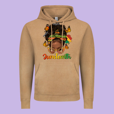 Vintage Hoodie afro messy bun juneteenth