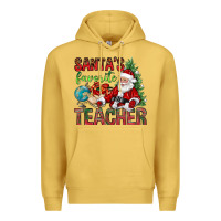 Antique Gold Santa's Favorite Teacher Premium Hoodie - BundleAndBundleShop