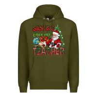 Army Green Santa's Favorite Teacher Premium Hoodie - BundleAndBundleShop