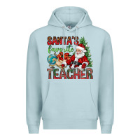 Blue Mist Santa's Favorite Teacher Premium Hoodie - BundleAndBundleShop