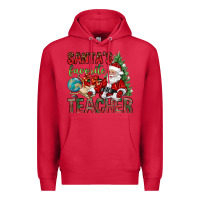 Cardinal Santa's Favorite Teacher Premium Hoodie - BundleAndBundleShop