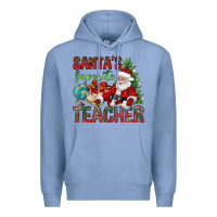 Colony Blue Santa's Favorite Teacher Premium Hoodie - BundleAndBundleShop