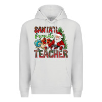 Dove Grey Santa's Favorite Teacher Premium Hoodie - BundleAndBundleShop