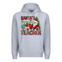 Heather Grey Santa's Favorite Teacher Premium Hoodie - BundleAndBundleShop